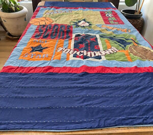 Circo Twin Quilt 100% Cotton Kids All Sports Blue Patchwork